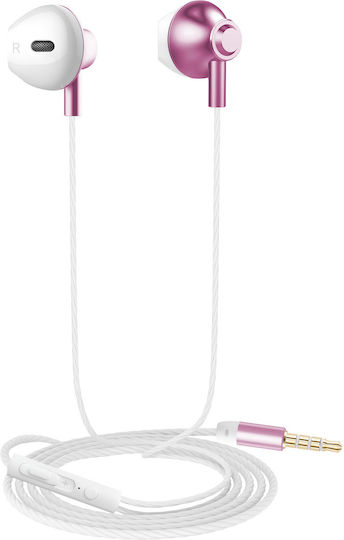 Akashi 3.5 Mm Кабелни Handsfree Слушалки с Вграден Микрофон Розови