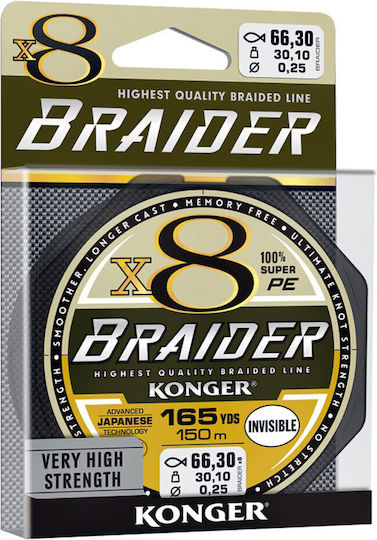 Konger Braider X8 Invisible Fishing Filament 150m / 0.2mm / 25.3kg
