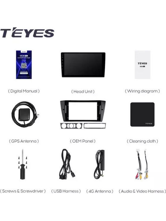 Teyes Sistem Audio Auto pentru BMW Serie 3 (E90) Skoda Rapid 2005-2013 (Bluetooth/USB/WiFi/GPS/Apple-Carplay/Android-Auto) cu Ecran Tactil 9.5"