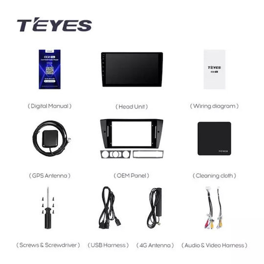Teyes Ηχοσύστημα Αυτοκινήτου για BMW Σειρά 3 (E90) Skoda Rapid 2005-2013 (Bluetooth/USB/WiFi/GPS/Apple-Carplay/Android-Auto) με Οθόνη Αφής 9.5"