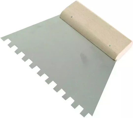 Mega Σπάτουλα Inox Οδοντωτή 10x180mm με Ξύλινη Λαβή 61788