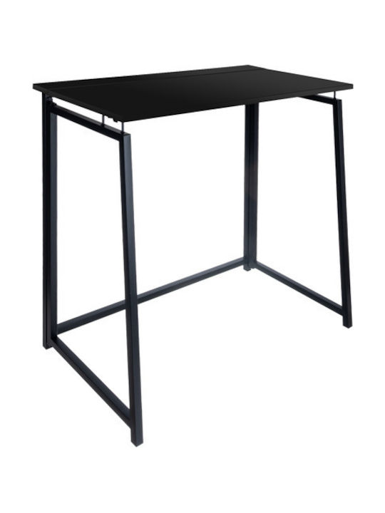 Desk Wooden Black with Metal Legs 80x40x75cm