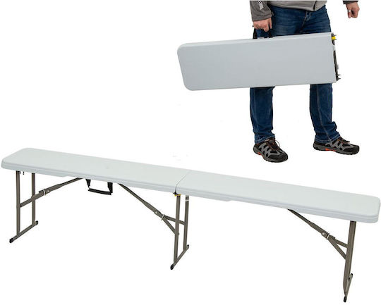 Saska Garden Table Steel for Camping Foldable in Case 183xx43cm Gray
