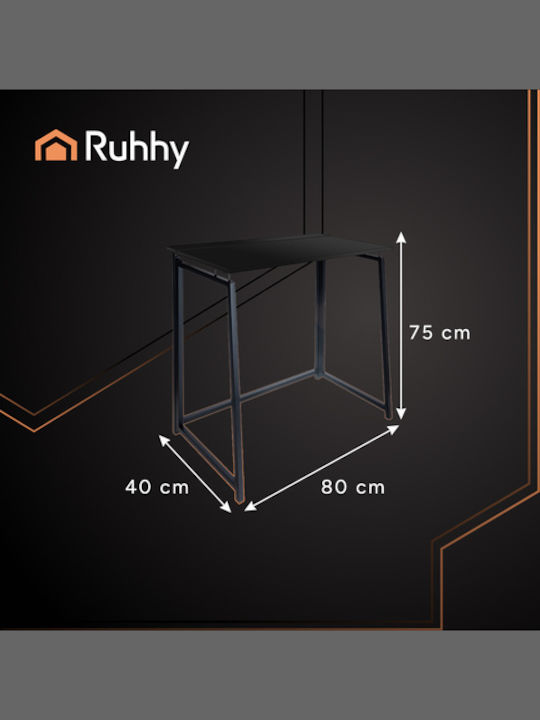 Desk Wooden Black with Metal Legs 80x40x75cm