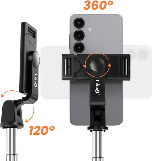 Linq Selfie Pole Extendable Tripod Bluetooth Remote Control Black