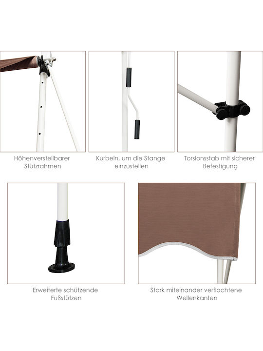 Costway Zelt Terrasse mit LEDs Braun 2.5x2m
