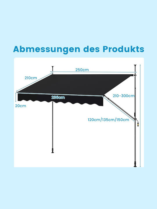 Costway Terrace Wall Tent Black 2.5x1.2cm