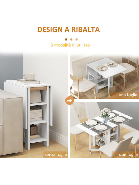 Table Dining Room Collapsible Wooden White 120x60x75cm