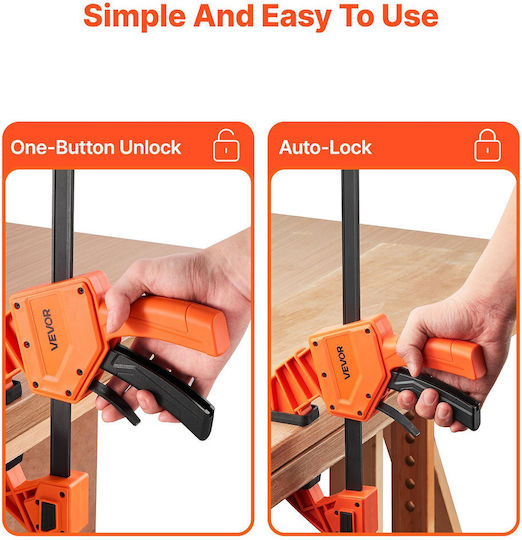 Vevor Bar Clamps Woodworking 2-Pack 30.48 Cm One-Handed Clamp Spreader 154kg