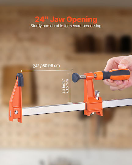 Vevor Bar Clamps Woodworking 2-Pack 61 Cm Opening Lockable F Clamp Cast Iron