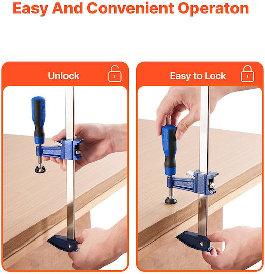 Vevor Bar Clamps Woodworking 2-Pieces 91.4cm Opening Lockable F Clamp Cast Iron