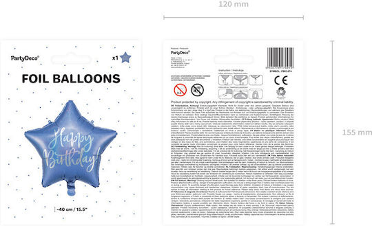 Happy Birthday Star Foil Balloon Blue 40 Cm