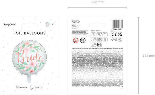 Partydeco Round Foil Balloon Bride In Flowers Wedding Wedding