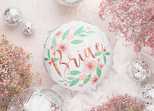 Partydeco Round Foil Balloon Bride In Flowers Wedding Wedding