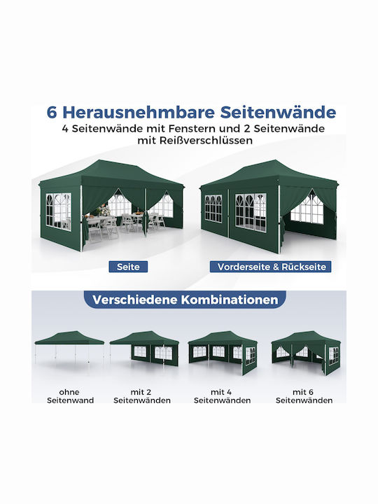 Costway Сгъваема киоска Градина Зелен 3x6м