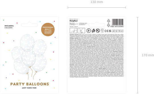 Latex Balloons Transparent White Hearts 30cm – 6 Pieces