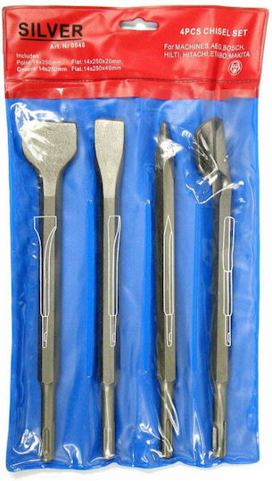 Silver Star Set Spitzmeißel & Meißelmeißel & Eine Handvoll 4Stück mit Aufnahme SDS Plus