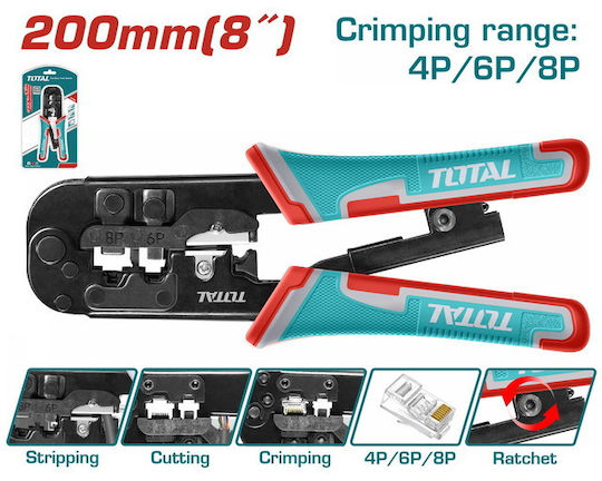 Total Ethernet Internet Cable Crimping Plier with Ratchet Mechanism (Length 200mm)