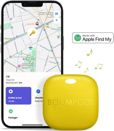Boompods BOOMTAG Универсален Презареждащ Се Жълт Съвместим С Apple Find My