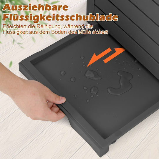 Costway Waste Bin Liquid Tray Double Lid Closure Resin Gt4086bk