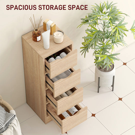 HomCom Floor Bathroom Shelf Wooden 29x29x83cm