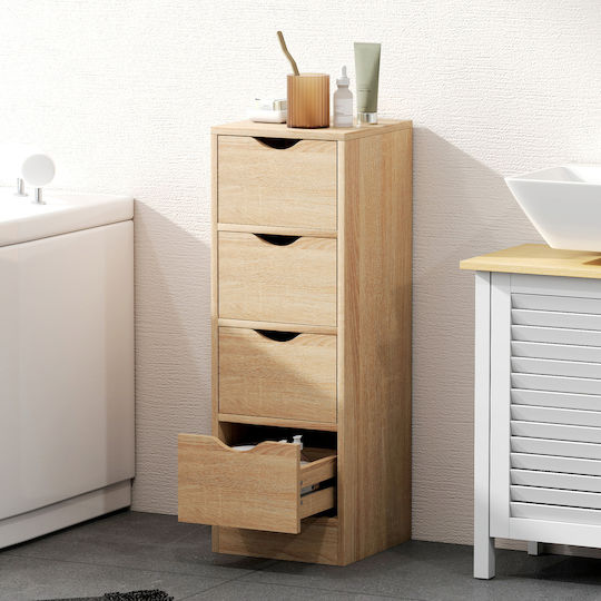 HomCom Floor Bathroom Shelf Wooden 29x29x83cm