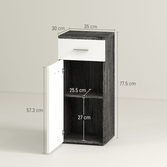 Kleankin Bathroom Cabinet L35xW30xH77.5cm White