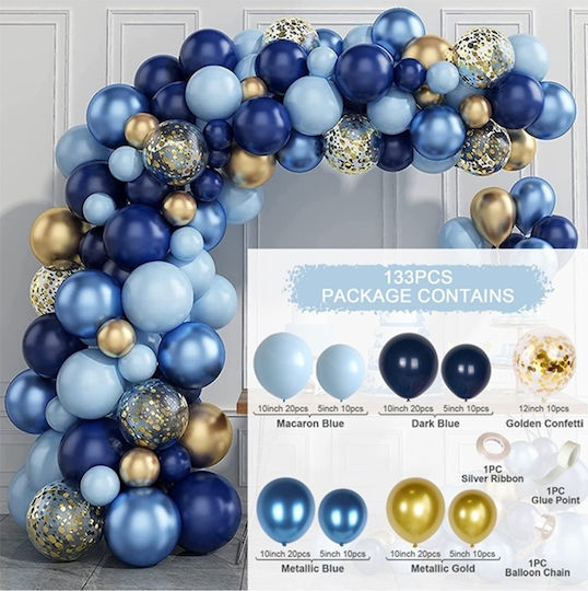 Balloon Garland Navy Blue Blue Gold Set 133pcs Balloons Tape
