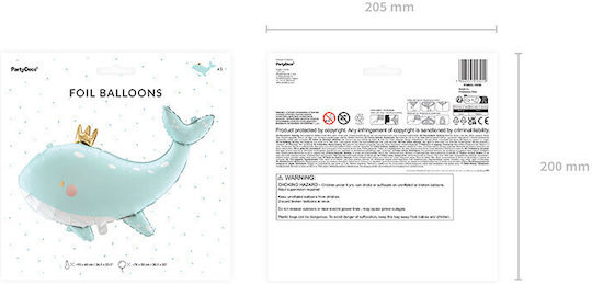 Whale Foil Balloon 93x60 Cm Light Blue