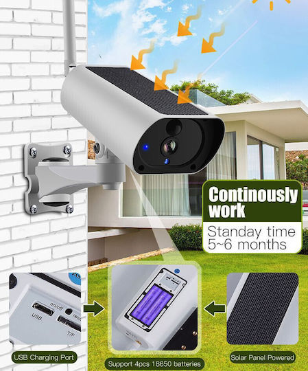 FOXMAG24.SOLARCAM Cameră de Supraveghere IP Wi-Fi Full HD 1080p Rezistentă la Apă cu Baterie