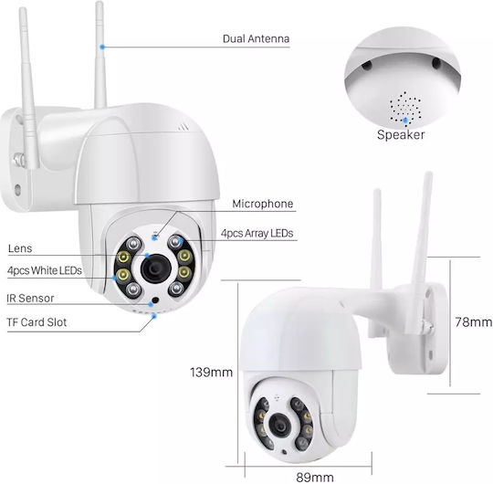 DKC4MWBBM IP Cameră de Supraveghere Wi-Fi Full HD 1080p Rezistentă la apă cu Comunicare Bidirecțională și Lentilă 3.6mm