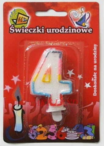 Birthday Candles Type Number 4 Rainbow Border