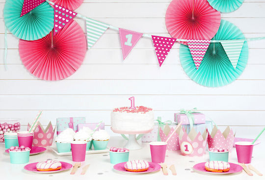 PartyDeco Хартиена Декорация На Работния Плот За Парти В Розов Цвят 4 Бройки 5.5 См