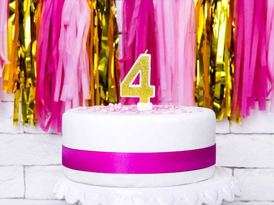 Number "4" Candle Gold Glitter