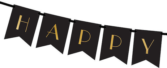 Happy New Year Banner Black 15 x 170 cm