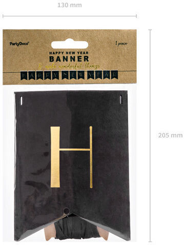Happy New Year Banner Black 15 x 170 cm