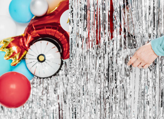 PartyDeco Party Decorative Curtain Silver Metallic 100x200cm
