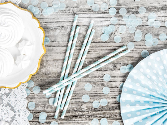 Paper Straws Light Blue 19.5 Cm 1 Pack 10 Pcs