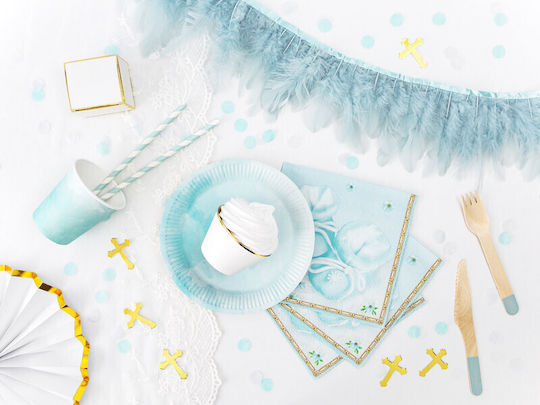 Paper Straws Light Blue 19.5 Cm 1 Pack 10 Pcs
