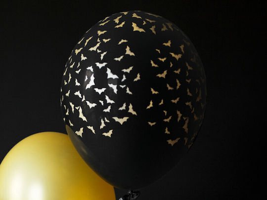 Balloon Latex Black Mπαλόνια Mαύρα Mε Nυχτερίδες Pastel 30cm