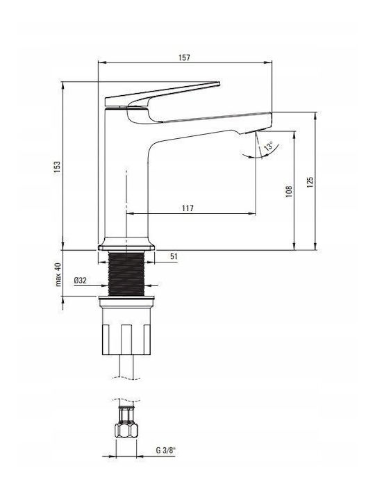 Cersanit Mixing Sink Faucet Silver