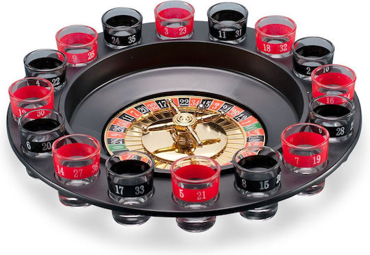 Idealstore Roulette Game Big Time Player Dimensions 6.5 X 4.8 Cm Equipped 16 Colored Numbered Shot Glasses Two Metal Balls Perfect Traditional Parties