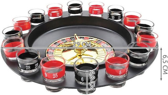 Idealstore Roulette Game Big Time Player Dimensions 6.5 X 4.8 Cm Equipped 16 Colored Numbered Shot Glasses Two Metal Balls Perfect Traditional Parties