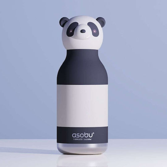 Asobu Kids Water Bottle Thermos Stainless Steel with Straw Panda 460ml