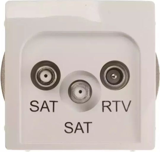 Kontakt-Simon TV, Satellite, and Radio Antenna Socket Basic in White color BMZAR+SAT3.1-P2.01/1