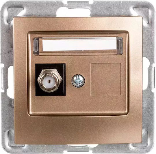 Ospel TV Antenna Socket in Gold color GPA-1YF/m/28