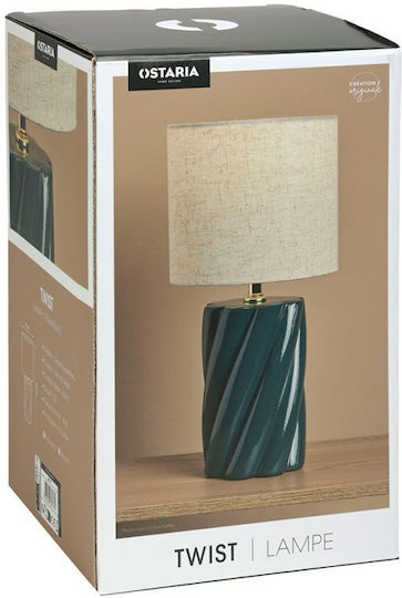Ostaria Ceramic Table Lamp for Socket E27 with White Shade and Blue Base