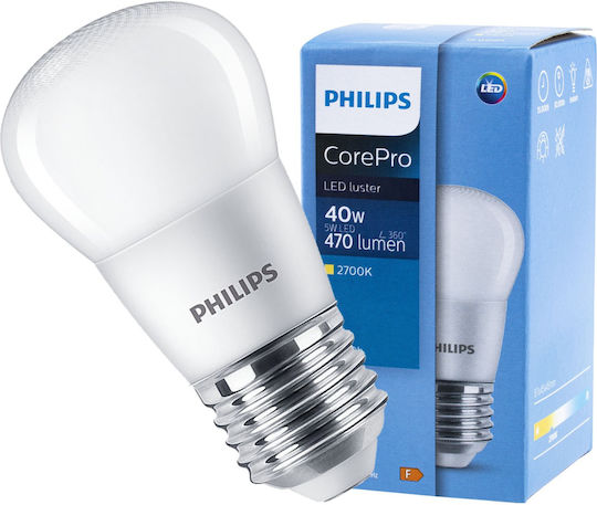 Philips Corepro Λάμπα LED 5W για Ντουί E27 και Σχήμα P45 Θερμό Λευκό 470lm
