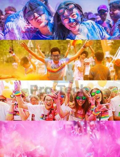 Set 6 Pungi Pudră Colorată Holi Idealstore Roșu Portocaliu Galben Verde Albastru Mov Fabricat din Ingrediente Naturale Sigure Non-iritante Fără Alergii Ideal pentru Zile de Naștere Festivaluri Evenimente