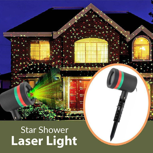 Χριστουγεννιάτικος Προβολέας Laser με Πράσινο / Κόκκινο Φωτισμό Ρεύματος IP44 Εξωτερικού Χώρου